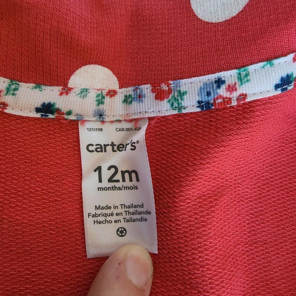 Carter's size 12M 12 Months Pink Polka Dot Long Sleeve Peplum Spring Jacket - Picture 2 of 11